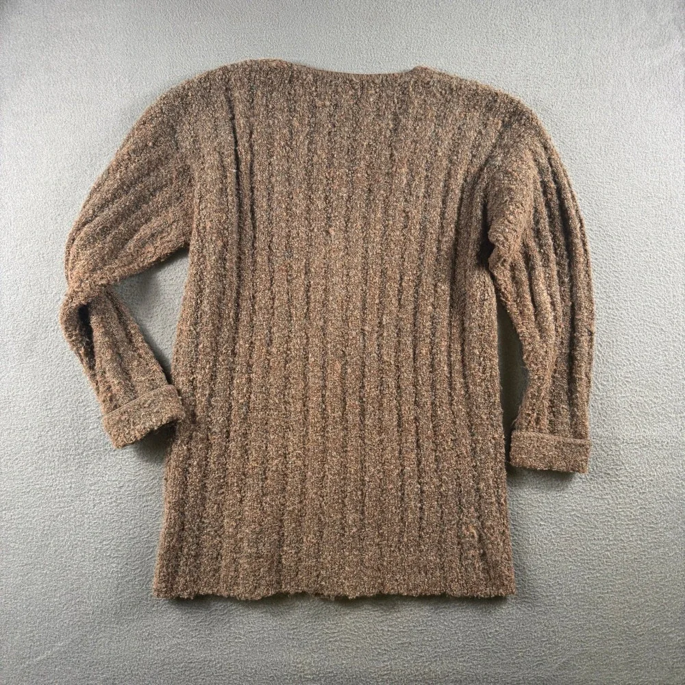 Yarnworks Cardigan Womens S Brown Wool Blend Ribbed Knit V Neck Cottagecore Warm